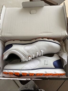 FootJoy White, Navy & Orange Men's Golf Sneakers